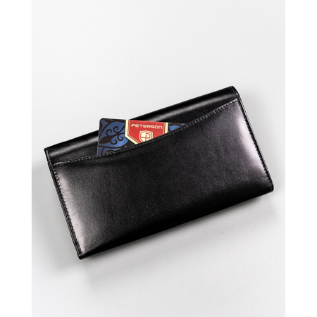 Schwarze Damen Geldbörse aus Leder mit RFID – Peterson
