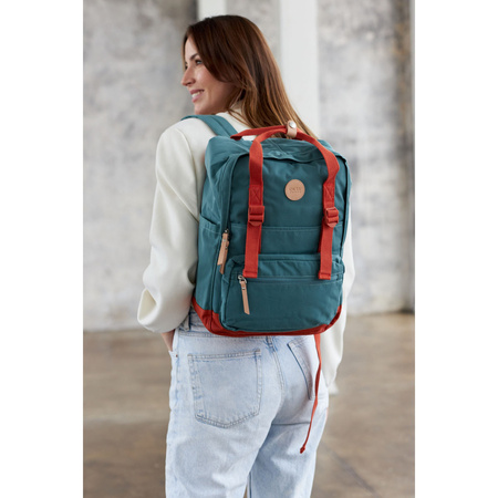 Geräumiger City Rucksack in Türkis-Orange mit Laptopfach – Himawari