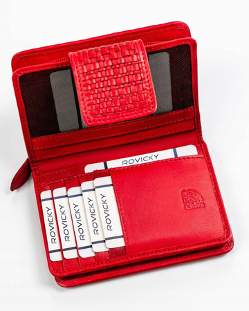 Damen Geldbörse aus Leder mit Druckknopfverschluss – Rovicky