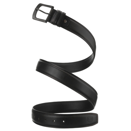 Herren-Gürtel aus Leder, schwarz mit klassischer Schnalle - Peterson