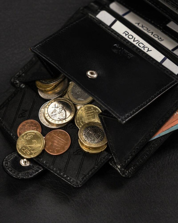 Herren Geldbörse Hochformat aus Leder mit Druckknopf – Rovicky