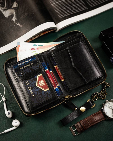 Große Herren Geldbörse aus Leder mit Reißverschluss – Peterson