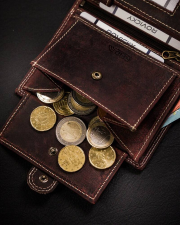 Klassische, große Herren Geldbörse aus echtem Leder mit Druckknopf – Always Wild