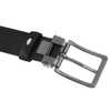 Breiter schwarzer Herren-Gürtel aus Öko-Leder mit silberner, klassischer Schnalle