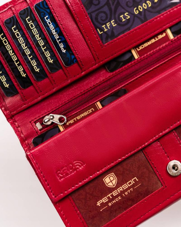 Große Damen Geldbörse aus Leder mit Druckknopfverschluss – Peterson