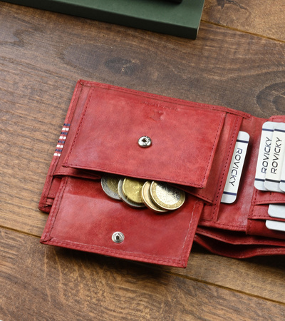 Herren Geldbörse aus Echtleder mit quer verlaufenden Zierstreifen