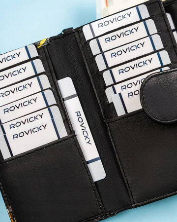 Geräumige Damen Geldbörse aus Leder mit Druckknopf – Rovicky