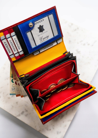 Elegante Damen Geldbörse aus Leder mit Druckknopf – Rovicky