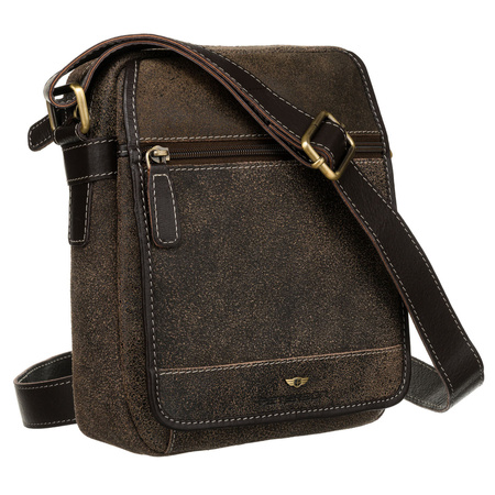 Herren Umhängetasche aus echtem Leder in Braun – Peterson