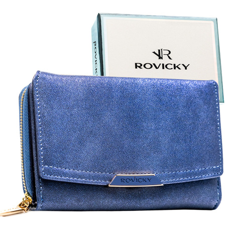 Mittlere Damen-Geldbörse aus Öko-Leder in Marineblau - Rovicky