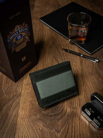 Herren Geldbörse quer mit Jeansdetails aus Nubukleder – Always Wild