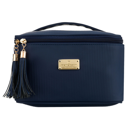 Dunkelblaue Kosmetiktasche aus Synthetikstoff mit praktischem Griff – Peterson