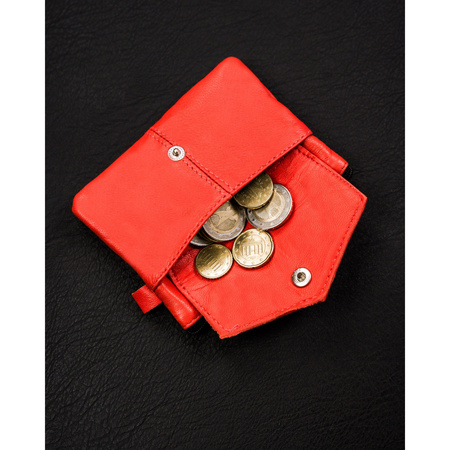 Orangefarbene Schlüsselbörse aus Leder mit Reißverschlusstaschen