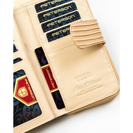 Beige Herren-Geldbörse im Hochformat aus Natur- und Öko-Leder mit Flechtmuster – Peterson