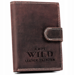 Klassische, große Herren Geldbörse aus echtem Leder mit Druckknopf – Always Wild