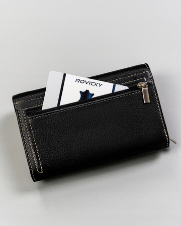 Elegante Damen Geldbörse aus Leder mit Druckknopf – Rovicky