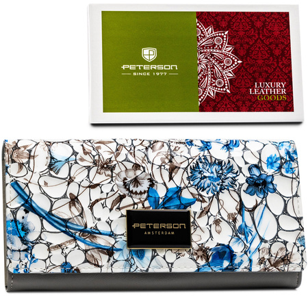 Horizontale Damen Geldbörse mit Blumenmuster und Innenreißverschlussfach – Peterson