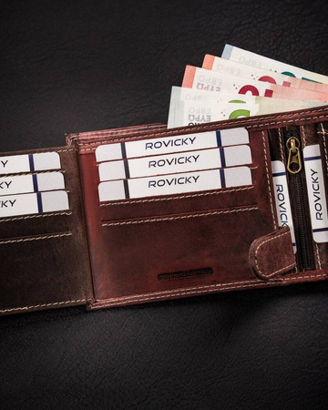 Große Herren Geldbörse aus echtem Leder mit Druckknopf – Always Wild