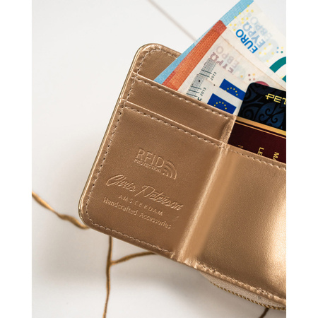 Goldene Damen Geldbörse mit RFID und Druckknopf – Peterson