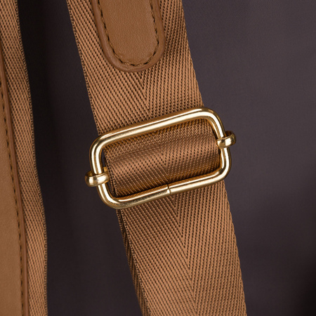 Grauer Damen-Rucksack aus Nylon und Öko-Leder mit abnehmbarem Gürtel, ein Hauptfach – Peterson