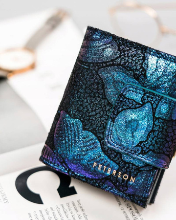 Kleine Damen-Geldbörse aus Leder mit Druckknopf - Peterson