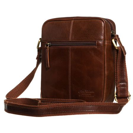 Braune Umhängetasche aus echtem Leder mit Schlüsseletui im Set – Peterson