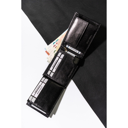 Herren Geldbörse aus schwarzem Echtleder – Rovicky