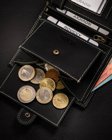 Klassische, große Herren Geldbörse aus echtem Leder mit Druckknopf – Always Wild