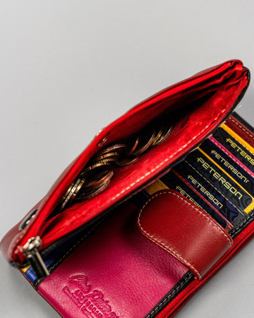 Rote Damen Geldbörse aus Leder mit modischem Akzent – Peterson