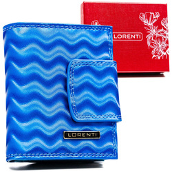 Damen Geldbörse aus Leder mit Druckknopf und Bügelverschluss und Wellenmuster – Lorenti