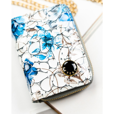 Praktische Damen Geldbörse aus blauem Echtleder mit RFID, Druckknopf und Reißverschluss – Peterson