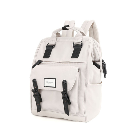 City-Rucksack aus wasserabweisendem Polyester in Creme mit USB-Anschluss – Himawari