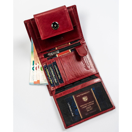 Damen Geldbörse kompakt rot aus Leder – Peterson