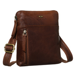 Braune Herren-Umhängetasche aus Echtleder, einkammerig und mit Reißverschluss – Peterson