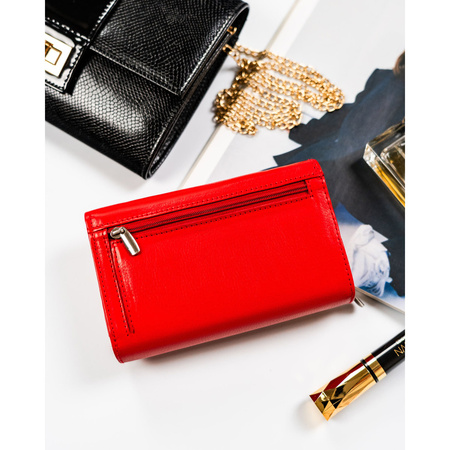 Rote Damen Geldbörse aus Leder mit RFID-Schutz – Rovicky