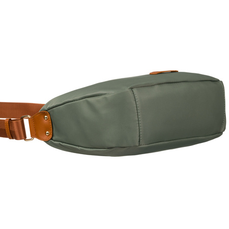 Damen Umhängetasche aus Nylon in Grün-Braun mit Außentasche – Peterson