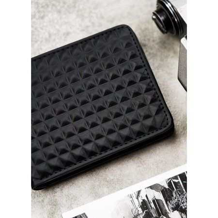 Schwarze Herren Geldbörse mit geometrischem Muster ohne äußeren Verschluss – Peterson