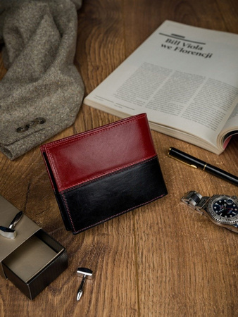 Horizontale zweifarbige Herren Geldbörse aus Echtleder – Rovicky