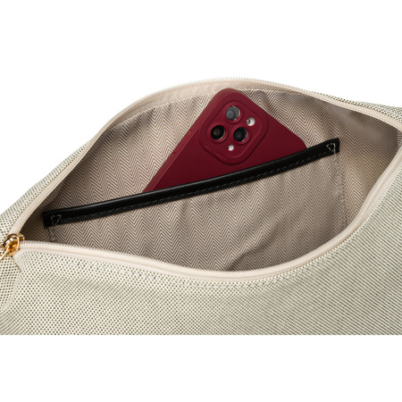 Städtische Damen Tasche aus Echtleder und Polyamidfaser in Beige-Schwarz – Peterson