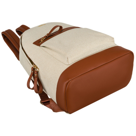 Großer, urbaner Damen Rucksack in Beige-Braun mit Außentasche – Peterson