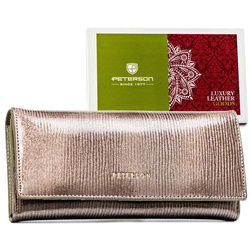 Lackierte Damen Geldbörse in Grau mit Reißverschlussfach – Peterson