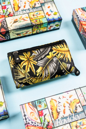 Damen Geldbörse mit Druckknopf aus echtem Leder – Rovicky