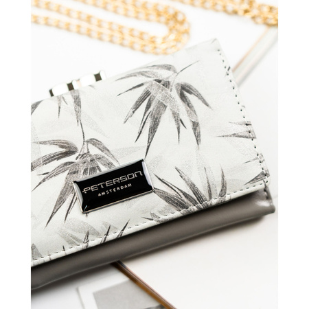 Weiße Damen Geldbörse aus Kunst- und Echtleder mit RFID, Druckknopf und Bügelverschluss – Peterson