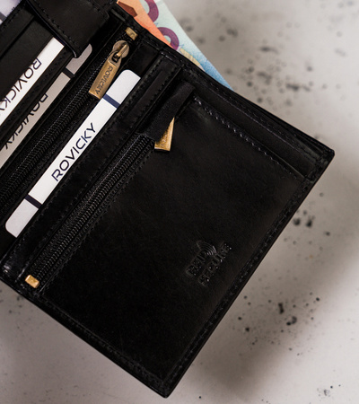 Vertikale Herren Geldbörse mit Reißverschlussfach – Rovicky