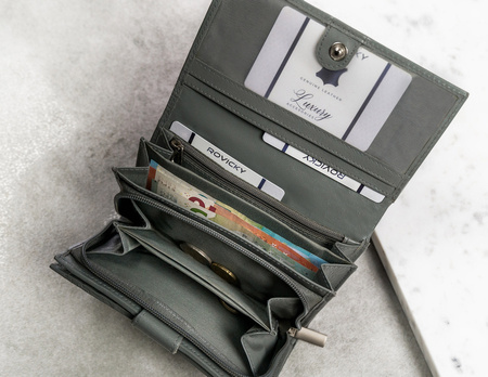 Klassische Damen Geldbörse aus Echtleder mit Druckknopf – Cavaldi