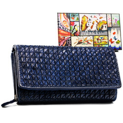 Elegante Damen Geldbörse in Dunkelblau aus Echtleder – Rovicky