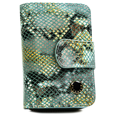 Mittlere Damen Geldbörse aus echtem Leder im Hochformat mit Druckknopf-, Bügel- und Reißverschluss – Peterson