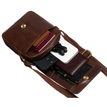 Herren-Umhängetasche aus Leder, braun - Peterson