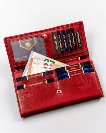 Große Damen Geldbörse aus Leder mit Bügel- und Druckknopfverschluss – Peterson