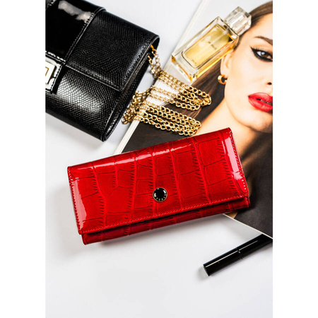 Rote Damen Geldbörse aus Leder mit Krokoprägung – Peterson